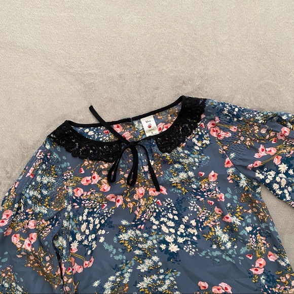 Disney Floral Blouse Navy Deep Blue - Picture 3 of 4